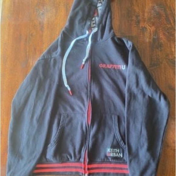 Men’s Keith Urban Grafitti U 2018 World Tour Black Zippered Hoodie in Size L - Picture 2 of 5